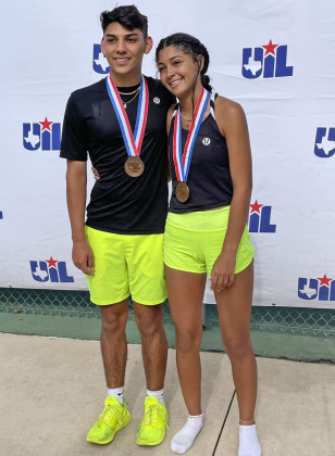 STATEMEDALISTS CongratulationsgotothePattonSpringsmixed doubles tennis team ofToryan Childers (right) and Diezel Ramirez. They finished 3rd in the State 1A Tennis Tournament, winning the bronze medal. This is the second year that they have medaled in State tennis. | COURTESY PHOTO