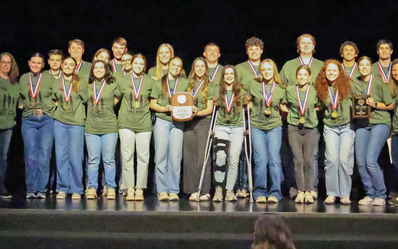 ONE ACT HONORS The Jayton One Act Play production of “We All Fall Down” was selected to advance and compete at the bi-district meet to be held Tuesday, March 31 in Munday. The play is set during the end of the Vietnam War and depicts the experiences of soldiers, nurses and a young Vietnamese girl as the American evacuation of South Vietnam approaches. Jayton’s One Act Play director is Hillary Bleiker. | COURTESY PHOTO