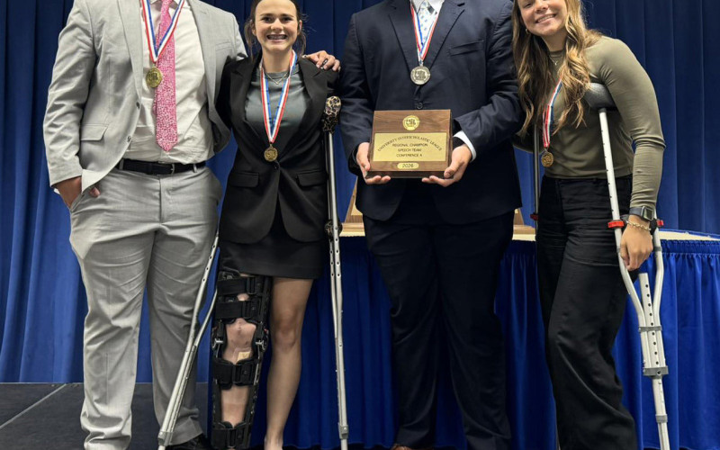 REGIONAL UIL HONORS Jayton High School was the overall regional Speech team champion at last week’s regional UIL academic meet. Honors went to Dayton Bleiker, 1st place in Persuasive Speaking and a State qualifier; Cooper Spray, 2nd place and a State qualifier; Lexi Long, 5th place in Informative Speaking and Colt Gentry, 2nd place and a State qualifier; and Kyndrey Branum, 5th place. This award is an accumulation of all speaking events, Prose/Poetry/Informative/Persuasive. | COURTESY PHOTO