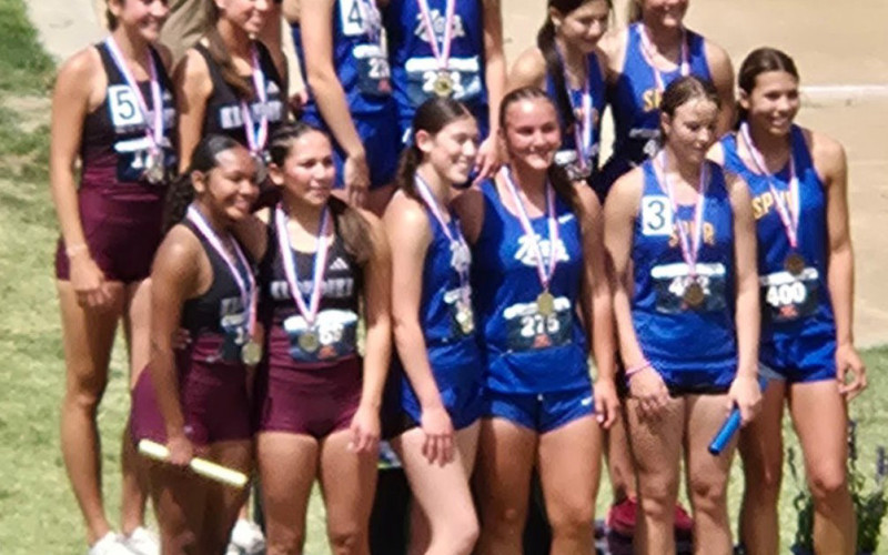 STATE QUALIFYING Last week Spur track and field athletes competed at the regional track meet at South Plains College in Levelland. The following honors were awarded: Kaygan Walker finished 1st in the 200m and advanced to State. The girls 4x200 relay team of Kaygan Walker, Saegan Molina, Kimberlee Segura and KendalWalker finished 3rd (and are waiting to see if they are selected for the wild card). Kaygan Walker finished 3rd in the long jump and qualified for state via the wild card. | COURTESY PHOTOS