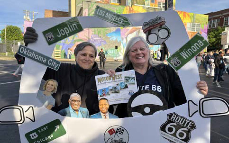 DRIVIN’IN MY CAR At the new Birthplace Plaza, fans ofTheToday Show brought some innovative photo props. If you want to get a copy of the book we’re holding, email us at Route66Ramble@gmail.com or find it on Amazon.com.