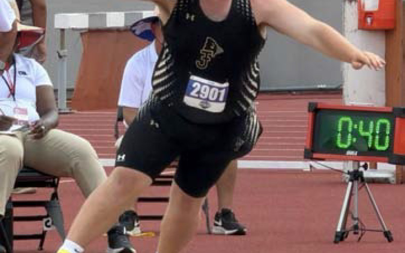 SHOT PUT Garrison Allen of Jayton High School finished 5th with a throw of 45-10 in 1A boys shot put event. | COURTESY PHOTO