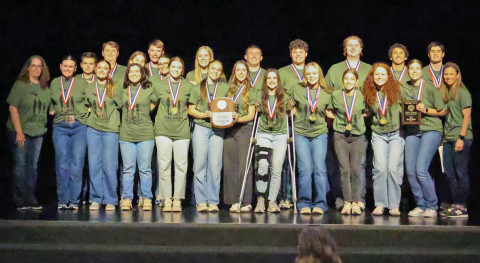 ONE ACT HONORS The Jayton One Act Play production of “We All Fall Down” was selected to advance and compete at the bi-district meet to be held Tuesday, March 31 in Munday. The play is set during the end of the Vietnam War and depicts the experiences of soldiers, nurses and a young Vietnamese girl as the American evacuation of South Vietnam approaches. Jayton’s One Act Play director is Hillary Bleiker. | COURTESY PHOTO
