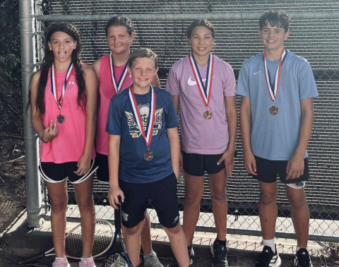 SPUR JH DISTRICT TENNIS The Spur Junior High tennis team competed at district last week. Allie and Zaivree finished 2nd in girls doubles, Caleb placed 3rd in boys singles, and Hazen and Kylee finished 3rd in mixed doubles. | COURTESY PHOTO