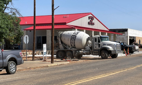 CONCRETE DONE Spur VFD chief Wess Abbott noted in his report submitted to city council last week that all concrete work is finished at the new firehouse site, and that crews are now working on staining and sealing. The final MudCo truck was in town last week to pour forms for landscaping. | THE TEXAS SPUR