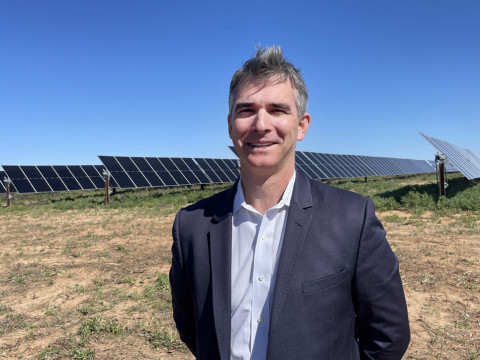 CLEARWAY SENIOR VICE PRESIDENT John Woody was on hand to welcome visitors to the Texas Solar Nova solar power site last week. Clearway staff conducted tours of the solar panel arrays. | THE TEXAS SPUR
