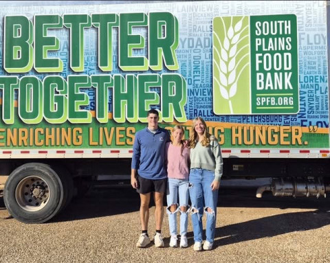 JAYTON COMMUNITY SERVICE Jayton NHS members Colt Gentry, Jace Chisum and Lainey Baldridge helped serving at the local food pantry last week. | COURTESY PHOTO