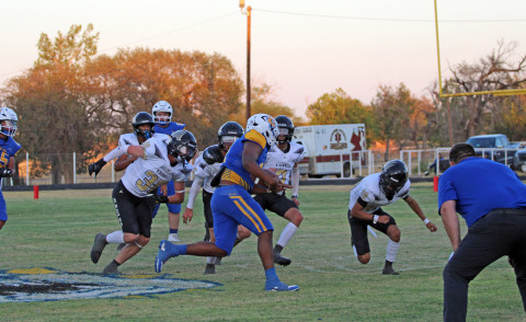 GETTING BETTER The Spur Bulldogs have improved a lot since the summer scrimmages according to Coach Mark Weaver. They took a tough loss to the O'Donnell Eagles 61-14 on Friday. | SPUR YEARBOOK