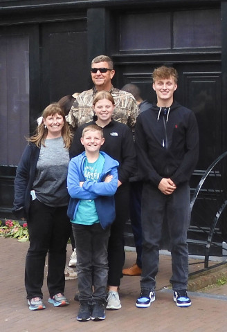 EXCHANGE STUDENT Max VanKooten (far right) spent the 2022– 23 academic year living with The Pafford family and attending school in Spur. He and his family live in Sint-Annaparochie, a few miles from the North Sea in the Dutch province of Friesland. “Parochie” means something like “town” or “-ville,” so the town would be in English, “St. Anneville.”