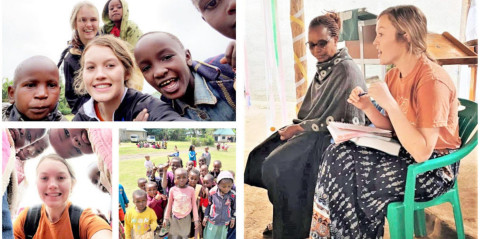 Spur’s Madison Givens with missions group in Tanzania