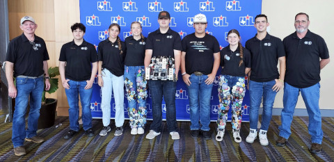 The Jayton, J-Bots, the school’s robotics team advanced and competed to the State meet last week in Corpus Christi and advanced to the State Quarterfinals. Their advisors are John Cox and Keith Emfinger. | COURTESY PHOTO