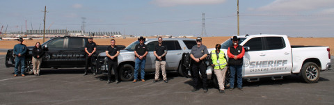 TRACKING TRAFFIC—AND MORE Representatives from Galaxy presented new radio equipment to the Crosby County (far left), Motley County (center) and Dickens County (right) sheriff’s offices as part of a regional public safety partnership.With increasing vehicle traffic through the area, residents will appreciate the additional collaboration, and if weather or other events pose threats to public safety, departments will be better poised to coordinate efforts. | COURTESY PHOTO