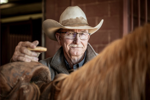 LEATHERS HANDS OVER REINS of 6666 Ranch operations to Dr. Nathan Canady, announced as new president of operations / Horse Division, and Dusty Burson, general manager of the Cattle Division, according to press releases from the ranch. | COURTESY PHOTO