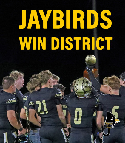 DISTRICT CHAMPS The Jayton Jaybirds clinched their district football title Friday night, defeating Aspermont 50-0. Jayton finishes the regular season undefeated, 10-0, and ranked #1 in the state. In the bi-district playoff game, they will face the Guthrie Jaguars Thursday, Nov. 13, at 7:00 p.m. at Knox City and will be the visiting team. FULL COVERAGE, PAGE 5 | COURTESY PHOTO