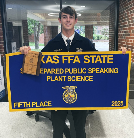 REEL HONORS LastTuesday Jayton graduate Griff Reel competed at the State FFA Senior Prepared Public Speaking Contest, Plant Science Division, and placed 5th in the state. There were over 200 speakers from all classifications of schools. | COURTESY PHOTO