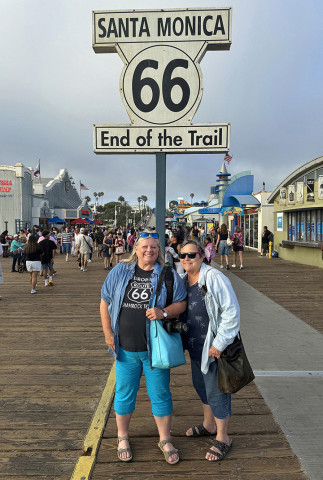 END OF THE TRAIL Though Route 66 originally came to an end in Santa Monica, California, a little ways short of the Pacific oceanfront, today the tourist experience extends to a popular photo op installed on the Santa Monica Pleasure Pier. MORE PHOTOS, PAGE 10 | COURTESY PHOTO
