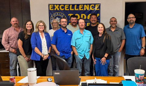 WTC IN SPUR WTC President Dr. Laurie Sharp (in black on the right) with the Spur ISD board of trustees at their board meeting on Sept. 28. | COURTESY PHOTO