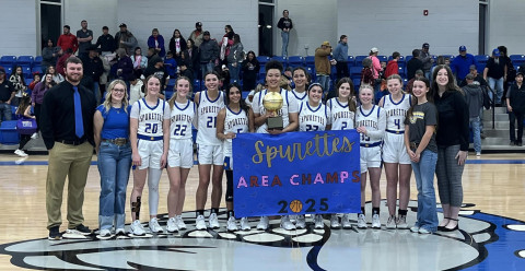 AREA CHAMPIONS The Spur varsity girls basketball team extended their postseason success on Friday against Meadow. They walked away with a 50-42 win over the Meadow Lady Broncos. They were to play in the Regional Semi-Final game Tuesday, Feb. 18 at 8:00 p.m. at Lubbock Roosevelt. | DANA CONRAD PHOTOS