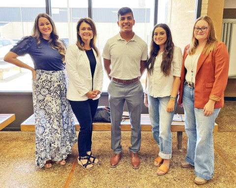NEW TEACHERS Patton Springs ISD this week welcomed new staff members for the 2024-25 school year. From left are Angela Isbell, junior high teacher; Tiffany Kautz, high school English/ SPED/dyslexia teacher; David Reyna, boys coach/ math teacher; Alexis Magana, instructional aide; and Addie Roden; ag teacher. | COURTESY PHOTO