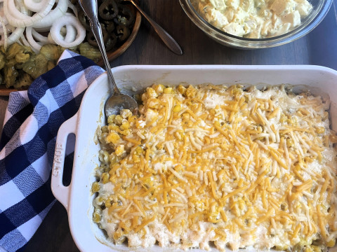 DELICOUS MORNING OR NIGHT, this cheesy hominy casserole can accompany breakfast, lunch or dinner meals — or stand alone. | ANGELINA LaRUE PHOTO