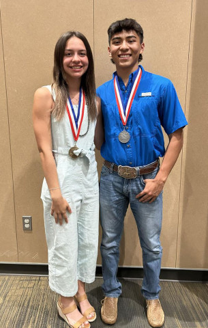 SPUR OAP HONORS The Spur One Act Play cast and crew of “A Thousand Cranes” competed at Bi-District last week in Post. Allee Hamilton (left) was named to All-Star Cast, and Joshua Ortiz earned Honorable Mention. | COURTESY PHOTO