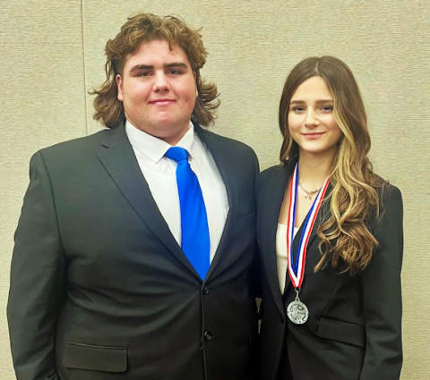 HIGHSCHOOLHONORS Spur junior Saegan Molina of Spur (right) will represent her school at the UIL State Congress Meet in Austin Jan. 6–8, 2026. Senior Stephen Hulme also competed Nov. 6. | COURTESY PHOTO