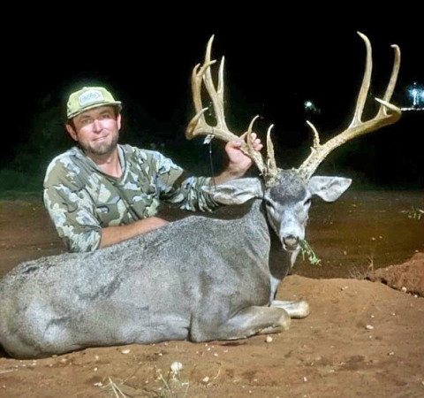 MULE DEER WINNER Clancy Fulton of Lubbock was the winner of the Mule Deer Category of the 2024-25 Star Feed Big Buck Contest. Clancy's muley was shot with a bow, in Garza County, in early October.With an outside spread of 26.25, the deer’s total score was a whopping 203.875. Clancy won a monogrammed jacket. | COURTESY PHOTO