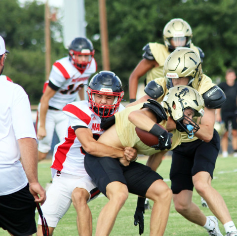 SCRIMMAGES UNDERWAY Reigning State Champion Jayton and fellow six-man powerhouse Motley County kicked the season off with a scrimmage Friday. Spur scrimmaged in Hermleigh Friday. | COURTESY PHOTO