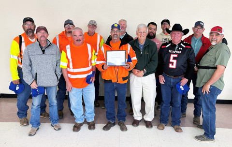Congratulations go to the following Childress District sections who received the 2024 Dr. Jon A. Epps Quality Seal Coat Awards during the Childress District Safety Banquet and Wellness Fair: Transportation, Planning &amp; Development (TP&amp;D); Childress District Lab; Donley County Maintenance; Knox County Maintenance; and (shown above) Dickens County Maintenance team. | TxDOT PHOTO