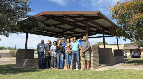 LIONSPROJECT Present for Monday’s photo at the Kent County Pioneer Park gazebo were Lions Club members and visitors Layne Coulter, Gina Coulter, Estella Benavides, Johnna Reynolds, Christy Long, Cody Hall, Eddie Morales, Ray Hall, Shirley Long, Patty Jones and David Parker. | THE TEXAS SPUR