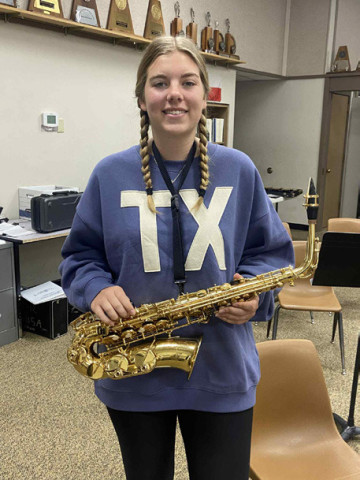 Lainey Baldridge of Jayton has been selected for All-Region band for alto saxophone. | COURTESY PHOTO