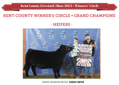 LIVESTOCK WINNER The photo for Kaden Carter, above, showing his Grand Champion heifer at the Kent County Livestock Show last month was not available at press time. We're happy to be able to include it here. | COURTESY PHOTO