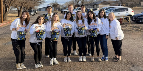STATE SEND-OFF Spur cheerleaders were honored with a send-off Wednesday morning outside the Dog Domes as they made their way to Fort Worth and the State Cheer Championships. | COURTESY PHOTO