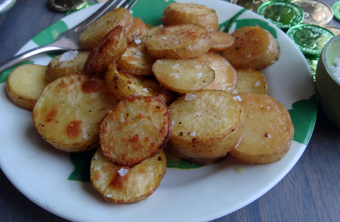 A RECENTTREND for preparing“melting potatoes”uses the same technique I use for roasting them at a high temperature to crisp the outside of the potatoes while building steam on the inside, creating a soft, fluffy interior. | ANGELINA LaRUE PHOTO