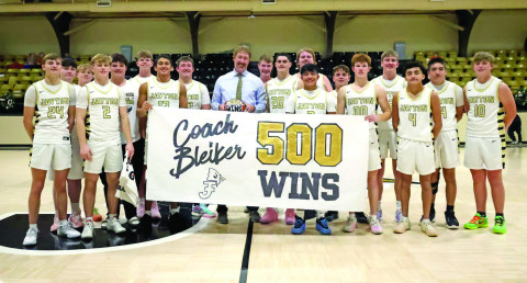 Congratulations go to Jayton basketball coach Ryan Bleiker on his 500th career victory last week versus Coahoma. The Jaybirds defeated 3A school Coahoma 60-40 December 30, and the Jaybirds, reigning state 1A champions, are currently ranked number one in the state in the Texas Association of Basketball Coaches poll. | JAYTON MEDIA PHOTO