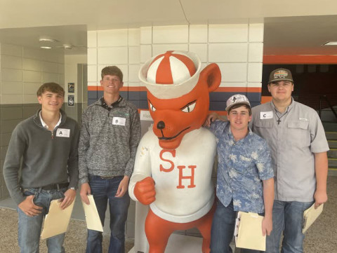 STATE-BOUND The Jayton FFA forage team (hay grading) competed at the Sam Houston Area contest in Huntsville on Thursday.The team of Cutter Lee, Caleb Herzog, Hunter Abernathy and Kirby Miller won first in district and first in area and advances to State. | COURTESY PHOTO