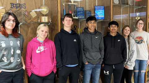 SPUR QUALIFIERS From left, Leah Munoz, Kylie Weiser, Brandon Garza-West, Josh Ortiz, Margarito Pesina, McKenzi Allen, and Taylor Dill qualified to advance to Regional Academic competition. Not pictured is Aracely Fraga. | COURTESY PHOTO