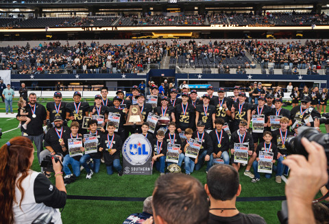 CHAMPSTIMESTWO The Jayton Jaybirds football squad (below) celebrated winning the State championship in their division -- only months after the school had pulled off a similar feat in basketball. | CAMDEN REESE FORTHE TEXAS SPUR