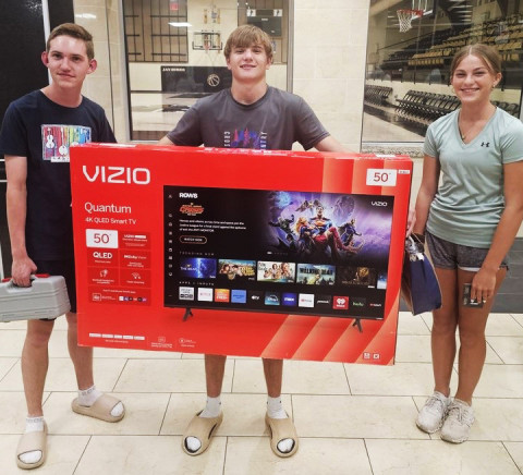 PROJECT GRADUATION Jayton High School celebrated Project Graduation last week. The big prize winners at their party were: Beau Woolley (AirPods), Caleb Herzog (Vizio 50-inch TV) and Reid Chisum ($100 QuarterFour gift card). | COURTESY PHOTO