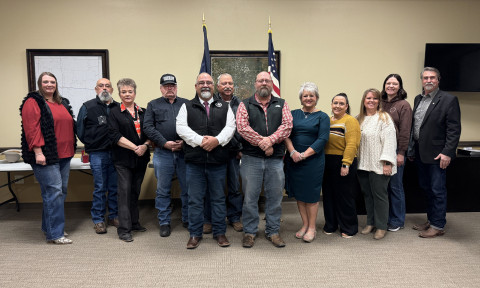 had a group portrait made Thursday, Jan. 2, 2025, following new officials’ swearing-in at the county courthouse annex. | THE TEXAS SPUR