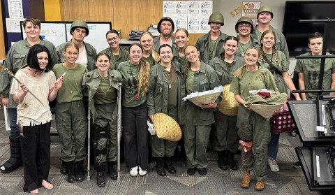 JAYTON OAP ADVANCES The Jayton One Act Play production of “We All Fall Down” was selected to advance and compete at the regional meet at Angelo State University Thursday, April 23, 2026. Individual honors earned at the Area competition were All Star Tech Awards, Lainey Baldridge for stage manager; Honorable Mention All Star Cast, Reese Redford and Dayton Bleiker; All Star Cast, Jace Chisum and Colt Gentry. | COURTESY PHOTO