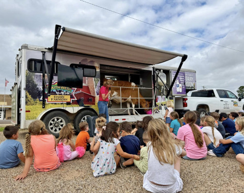 A MOOOVING EVENT The Dickens County-Spur Library hosted this week’s summer reading program with help from the Southwest Dairy Farmers who brought an energetic, close-up experience with Callie the Amazing Dairy Cow to the library for youngsters to enjoy. Next Tuesday, June 16 at 10 a.m. bring your youngsters out to the Spur Library for“Touch a Truck.' | COURTESY PHOTO