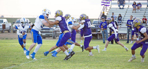 DOGS VS. BRONCS In week 4 of high school varisty football action, the Spur Bulldogs took down the home-field Meadow Broncos by the mercy rule. | SPUR YEARBOOK STAFF