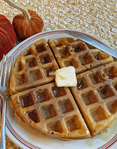 BATTER UP! This particular waffle batter is chalked full of superfood ingredients, beginning with the pumpkin and cinnamon. | ANGELINA LaRUE PHOTO