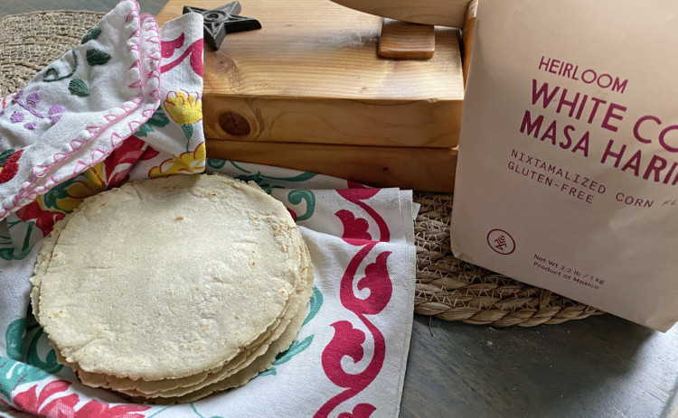 Handmade white corn tortillas