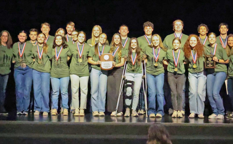 ONE ACT HONORS The Jayton One Act Play production of “We All Fall Down” was selected to advance and compete at the bi-district meet to be held Tuesday, March 31 in Munday. The play is set during the end of the Vietnam War and depicts the experiences of soldiers, nurses and a young Vietnamese girl as the American evacuation of South Vietnam approaches. Jayton’s One Act Play director is Hillary Bleiker. | COURTESY PHOTO