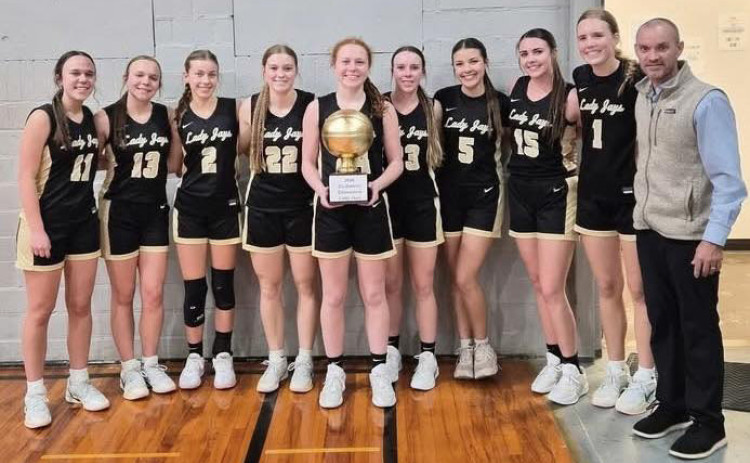 DISTRICT CO-CHAMPS Congratulations go to the Co-District 15-A Champion Lady Jays. They won over Lueders Tuesday night 86-7. There will be a playoff seeding game Friday, Feb. 13 at 7:30 p.m. in Post versus the Aspermont Lady Hornets. Jayton will be the home team. | COURTESY PHOTO