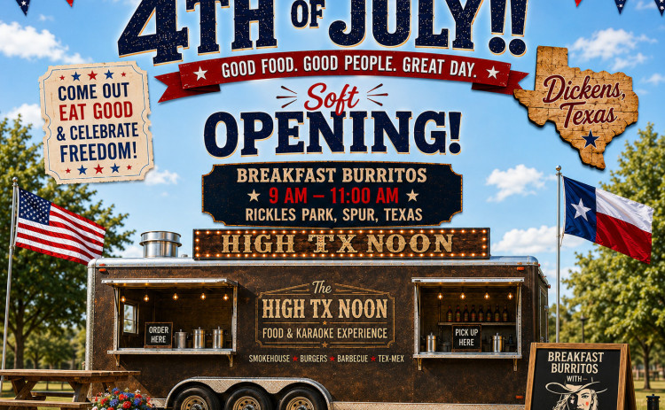 HOMETOWN STAR Deanne Roberts will be on hand to sing the national anthem following Spur’s Fourth on Burlington Parade July 4 — plus she’ll be debuting her new food-and-karaoke truck, High Noon Texas, for breakfast burritos, lemonade, and other goodies in Rickels Park starting at 9 a.m. Parade watchers should claim their places along Burlington Avenue for a 10 a.m. parade start with classic cars and other colorful participants in honoring our nation’s 250th birthday. | COURTESY ART