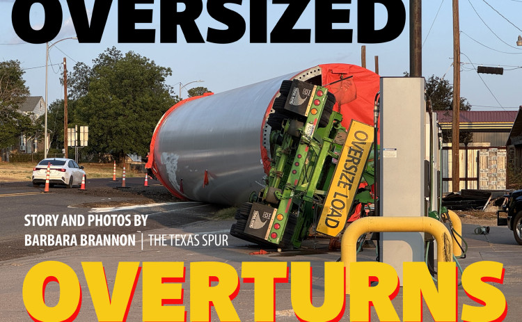 None injured in Aug. 7 turbine-trailer rollover in Spur; vehicles removed, pavement restored in two-day response