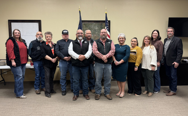 had a group portrait made Thursday, Jan. 2, 2025, following new officials’ swearing-in at the county courthouse annex. | THE TEXAS SPUR